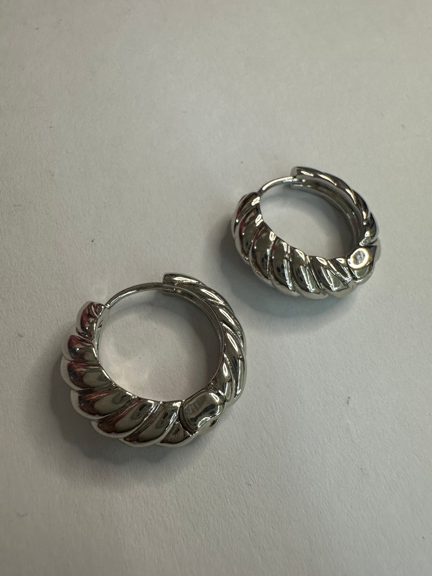 Silver Croissant Hoops