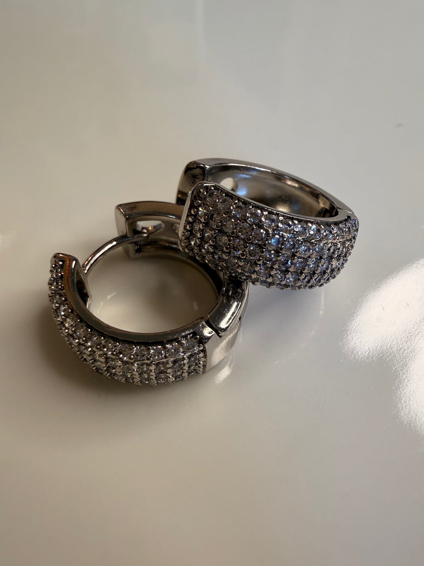 Silver Zircon Hoops