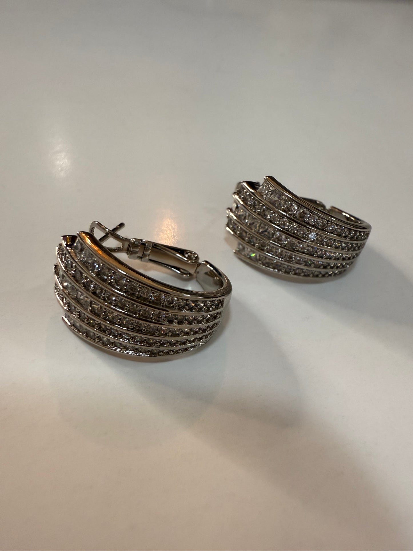 Silver Zircon Huggies
