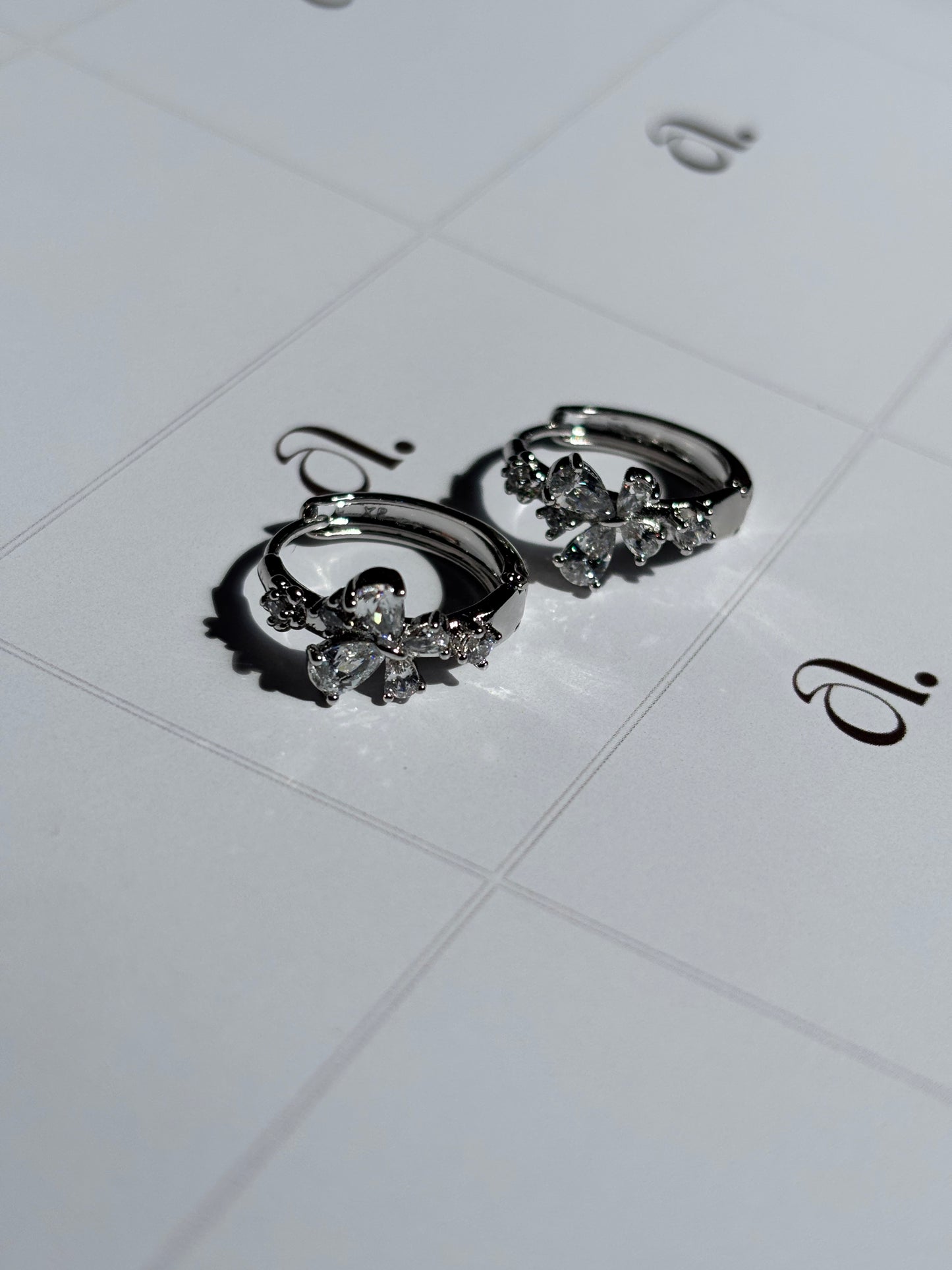 Silver Flower Hoops