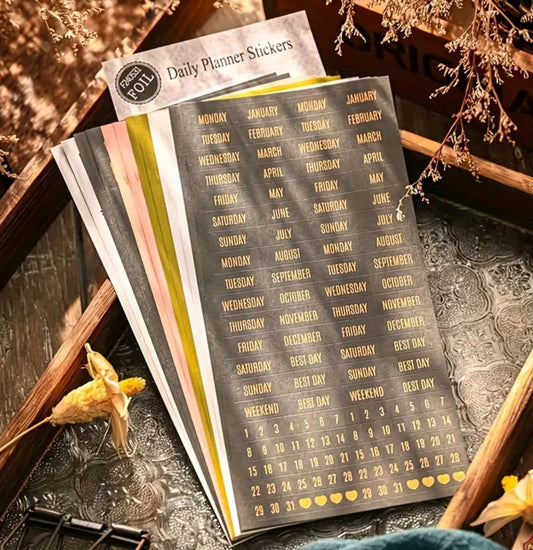 Hoja de stickers tipo agenda