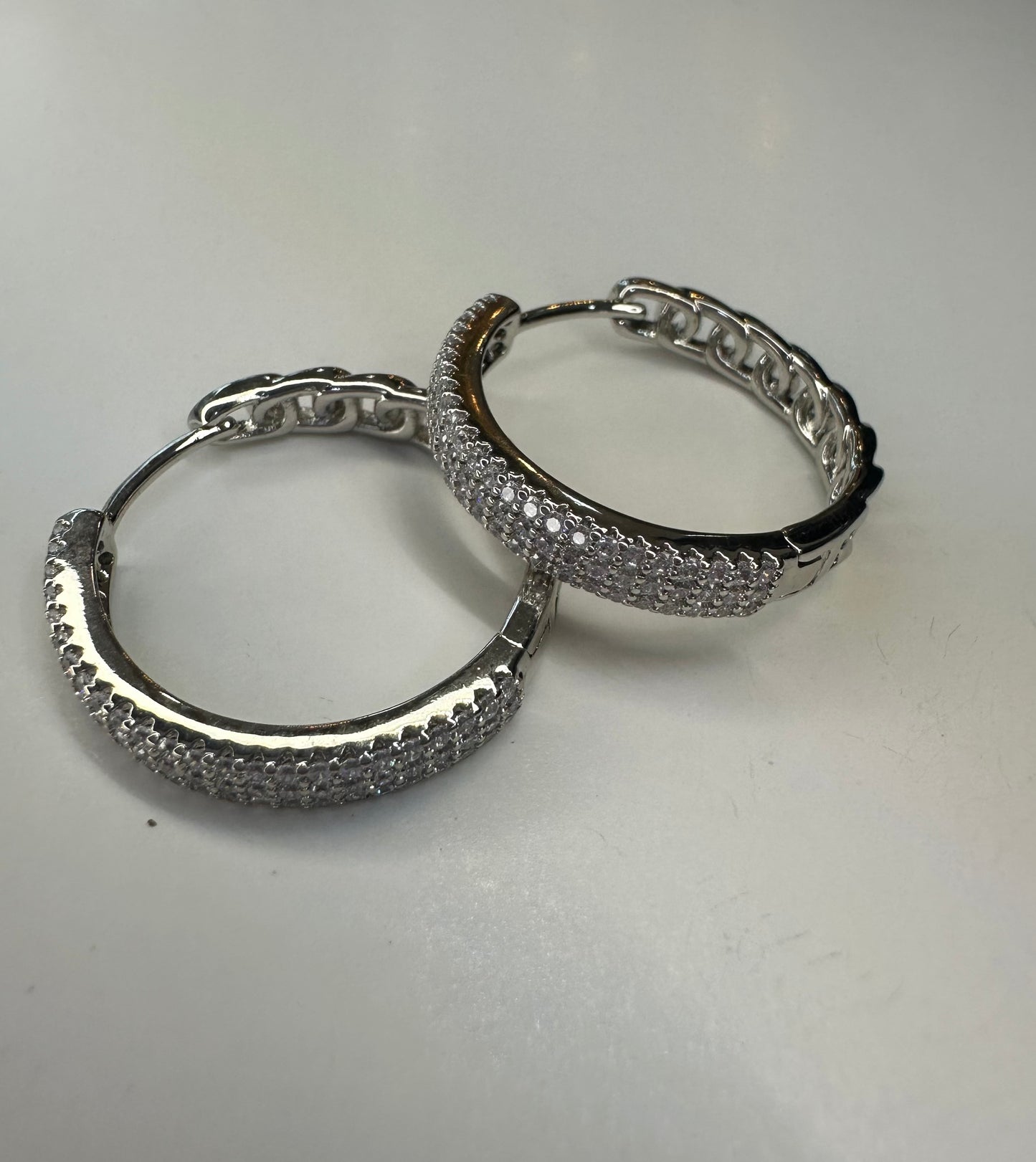 Silver Zircon Hoops