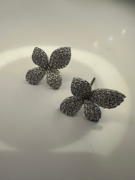 Silver Flower Studs