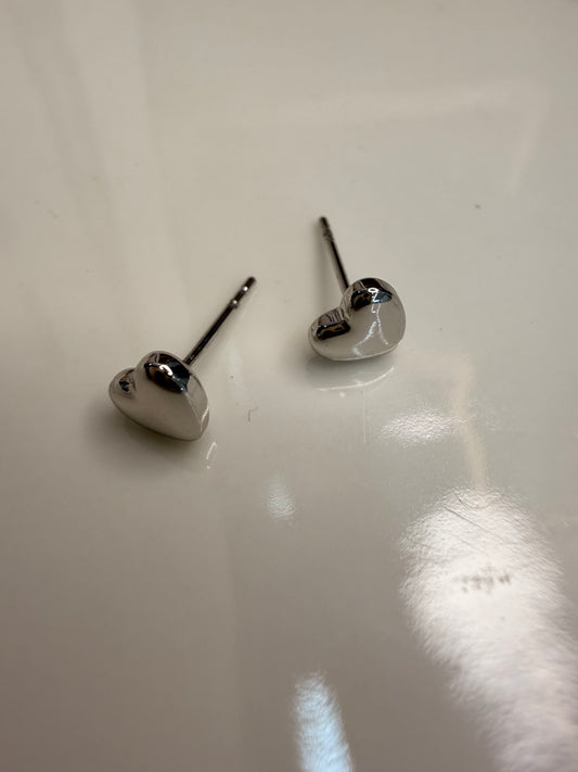 Silver Heart Studs