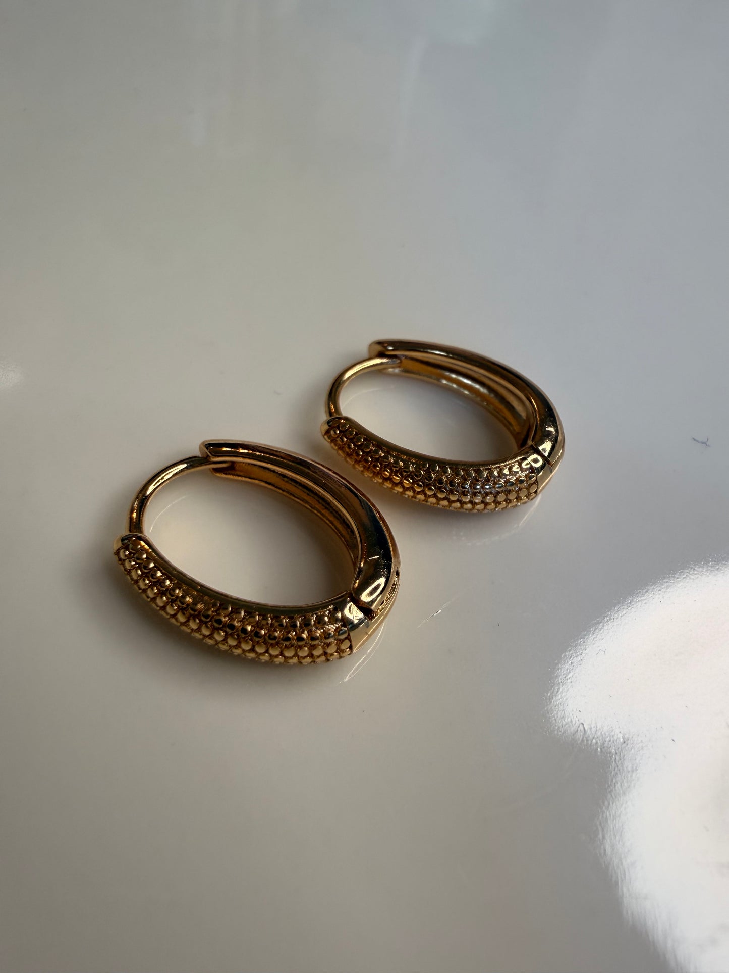 Texture Oval Small Hoops