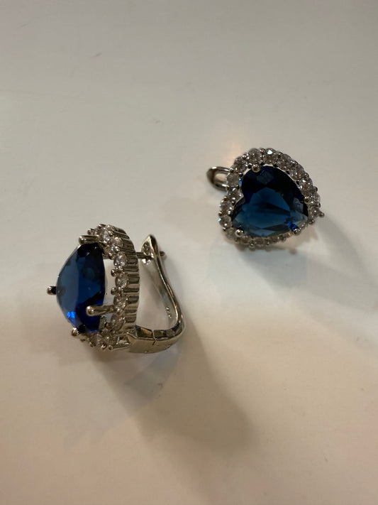 Silver and Blue Heart Huggies