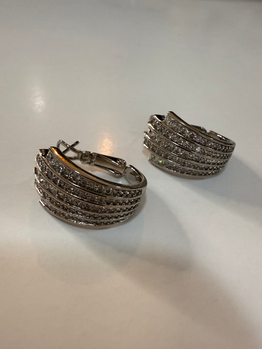 Silver Zircon Huggies