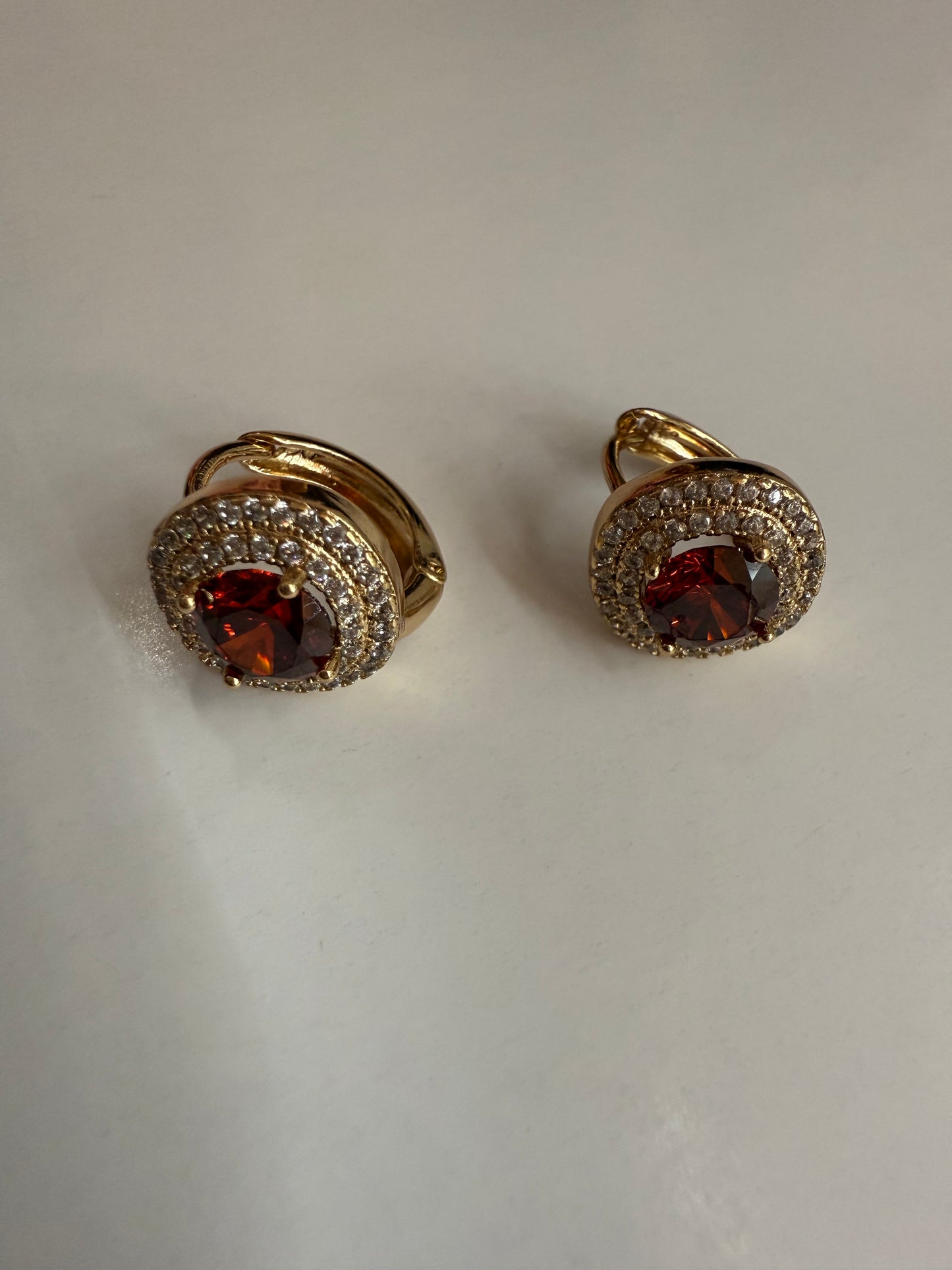 Red Zircon Hoops