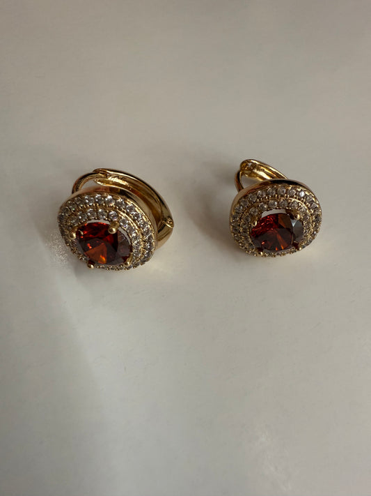 Red Zircon Hoops