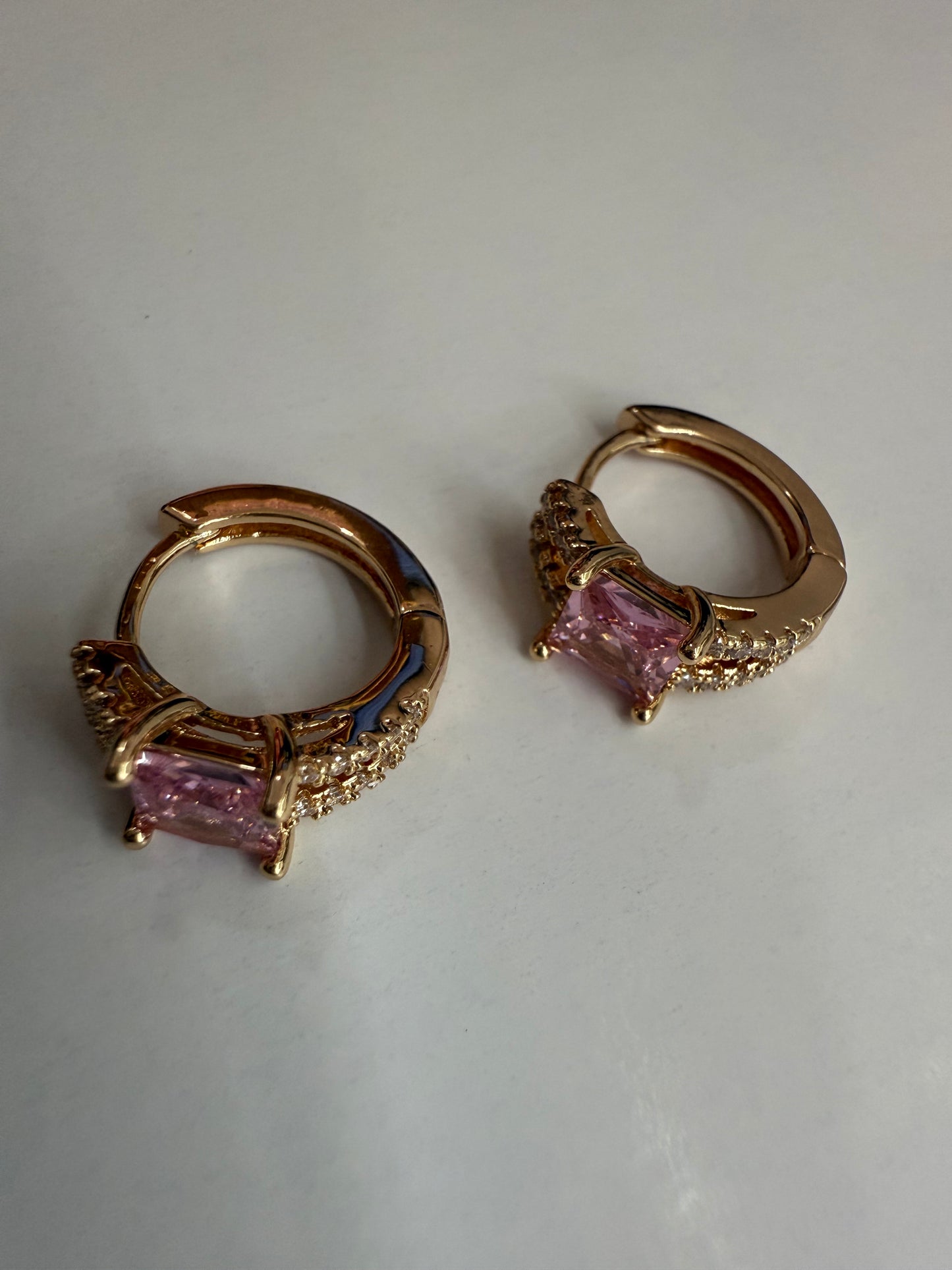 Pink Zircon Small Hoops
