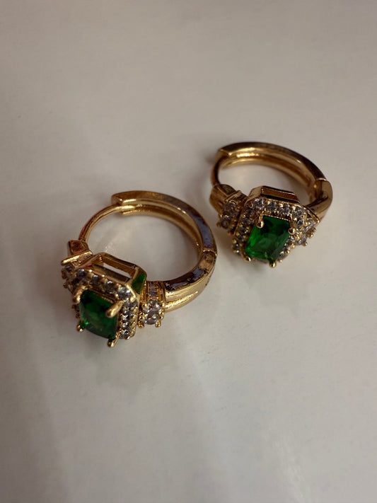 Green Zircon Small Hoops