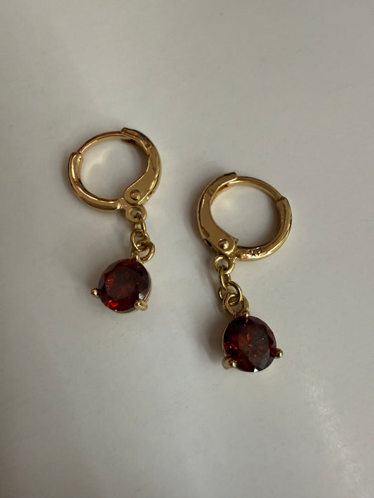 Red Pendant Hoops