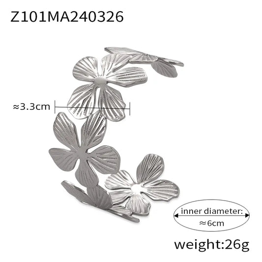 Silver Flower Bangle